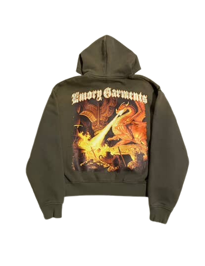 Heavyweight Olive Zip Up Hoodie